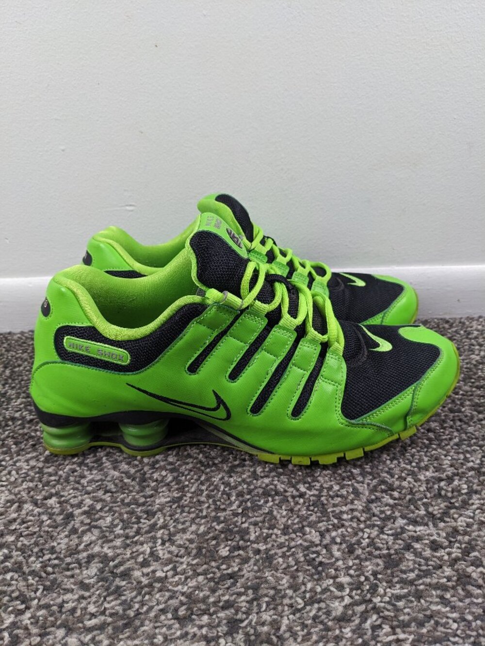 Nike Shox iD NZ Mens Sz 9.5 M Green Black Leather 2011 445489-991 Shoes Sneakers